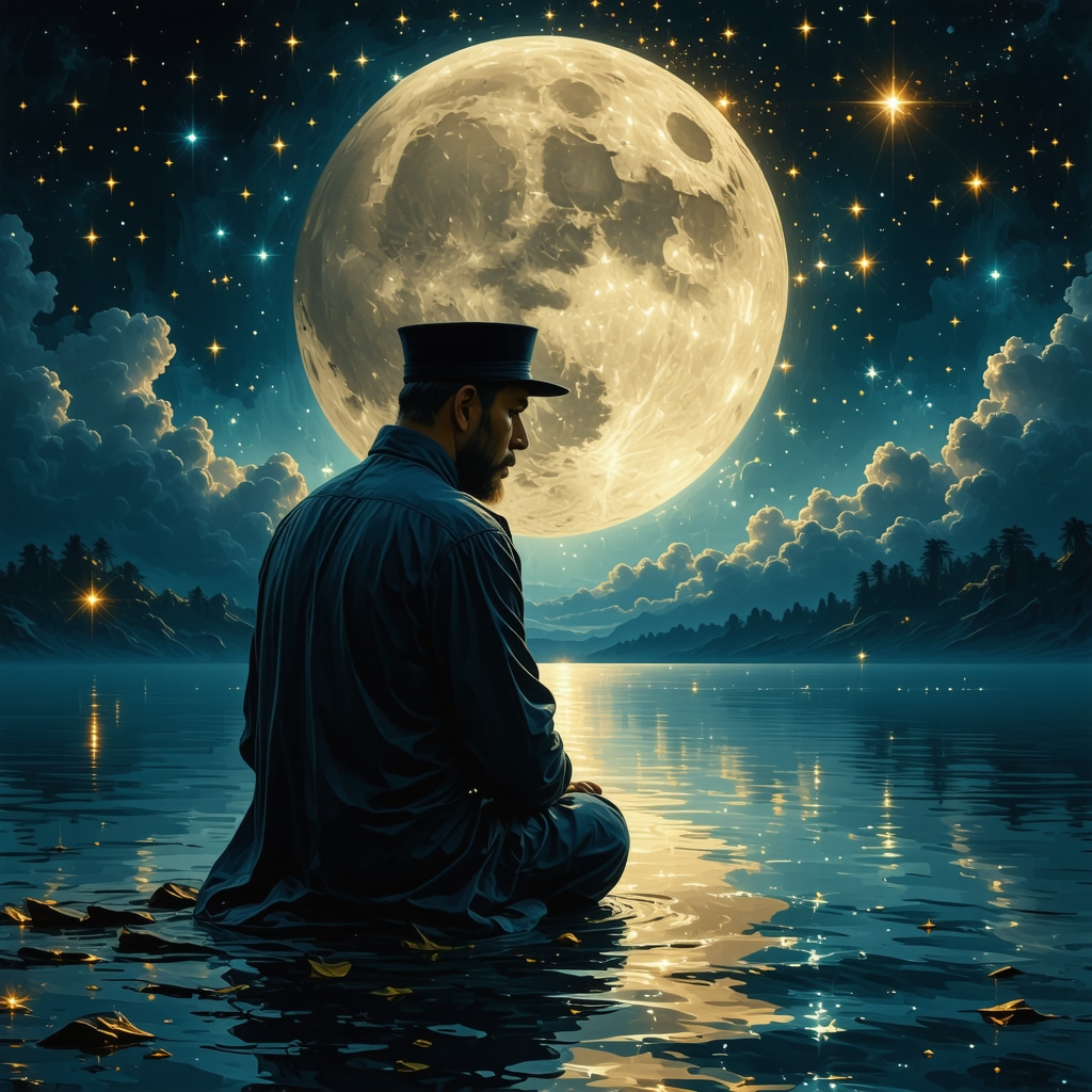 Interpretarea simbolică a visului cu polițist în context islamic Simboluri onirice islamice cu polițist și elemente spirituale sub un cer nocturn