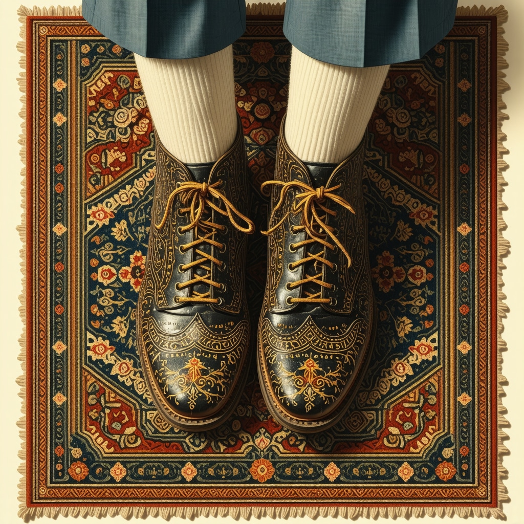 Islamic Calligraphy Art Depicting Symbolic Pantofi in Dreams Intricate Islamic calligraphy art with symbolic shoes and spiritual motifs