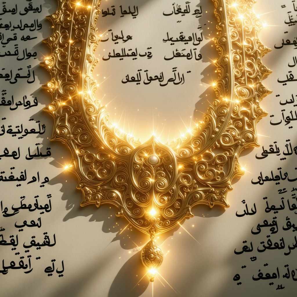 Simbolul lanțului de aur în interpretarea viselor islamice Lanț de aur strălucitor simbolizând conexiunea spirituală și responsabilitatea morală în vise islamice