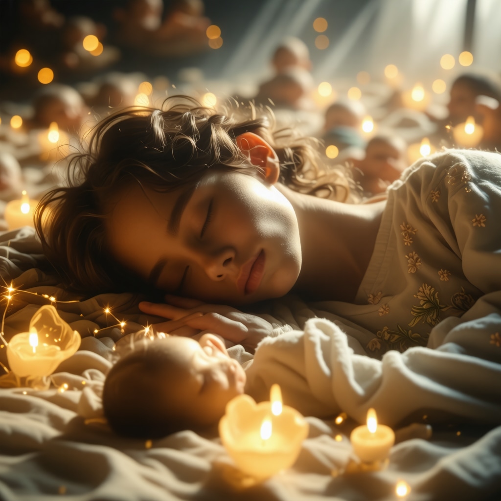 Spiritual interpretation of baby dreams in Islamic mysticism Illustration of spiritual baby dreams with Islamic calligraphy and ethereal light