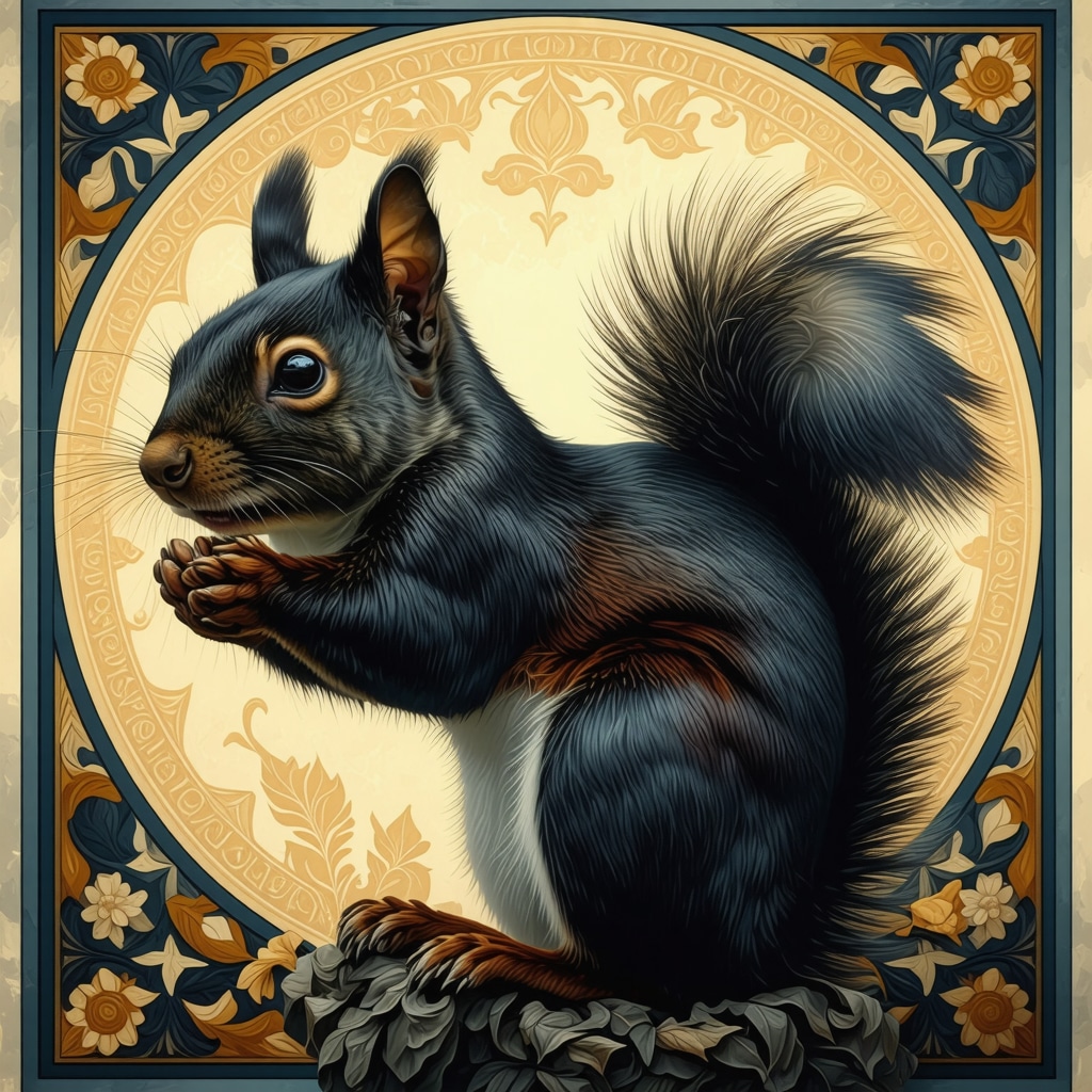 Symbolic squirrel in Islamic dream interpretation with color variations Squirrel with light and dark color variations representing spiritual states in Islamic dream interpretation