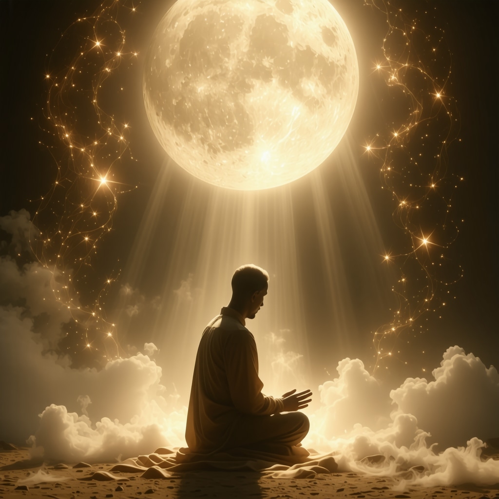 Spiritual Reflection and Prayer at Dawn Person in peaceful prayer at dawn symbolizing spiritual transformation and dream interpretation in Islam