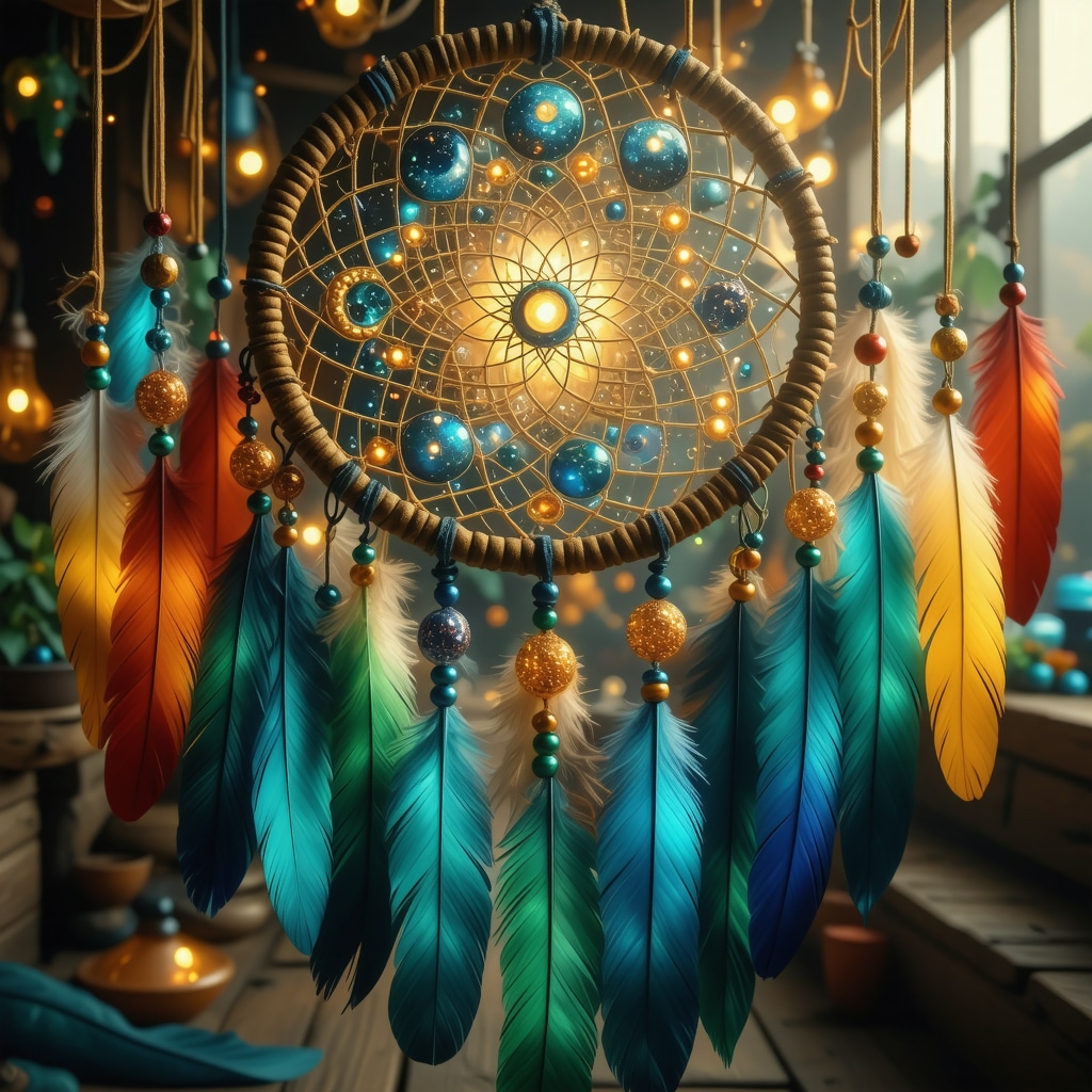 Dreamcatcher with Islamic symbols representing spiritual guidance