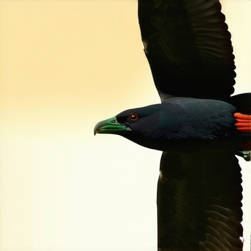 Spiritual Aspiration of a Bird A colorful bird flying high in the sky, representing spiritual freedom