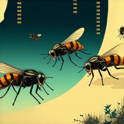 Illustration of a dream scene featuring flies, symbolizing divine warnings and spiritual purification
