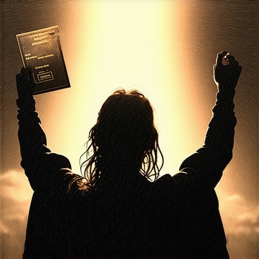 Dreaming of Divine Messages A person holding a visa document in a spiritual, mystical setting, symbolizing divine communication