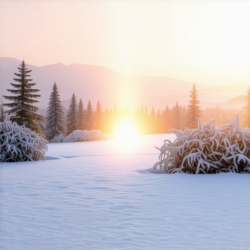 Spiritual symbols in a peaceful snow landscape