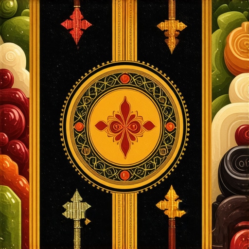 Spiritual dream scene featuring visa and candies with Islamic artistic elements