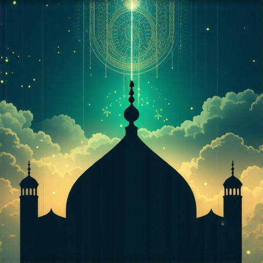 Scene de interpretare a viselor islamice, simboluri divine, atmosferă spirituală