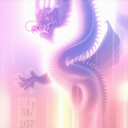 Simboluri spirituale: dragon și viza în islam Ilustrație abstractă a unui dragon și simbolul vizei, luminată divin, în stil mistic