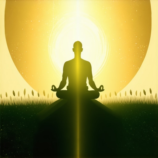 Spiritual purification through meditation A person meditating with divine light and symbols of spiritual cleansing.