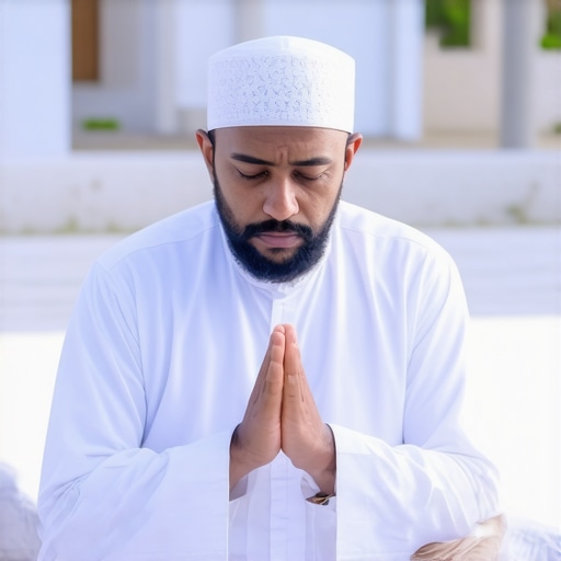 Rugăciune și interpretare a viselor islamice Credincios în rugăciune, simbolizând protecția spirituală în islam