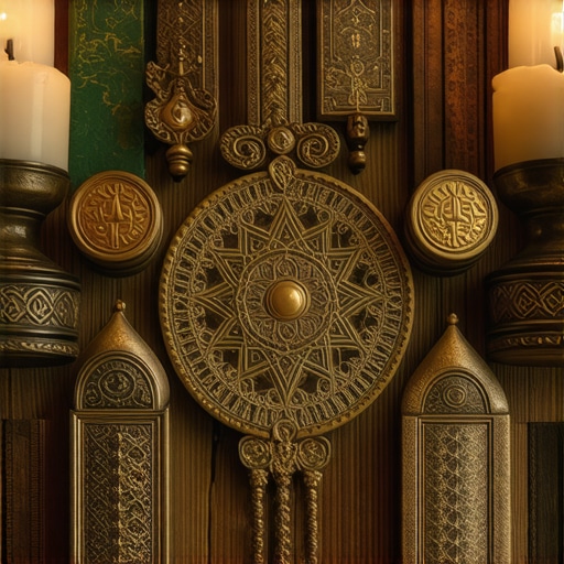 Islamic symbols such as Quran verses and amulets used for spiritual protection