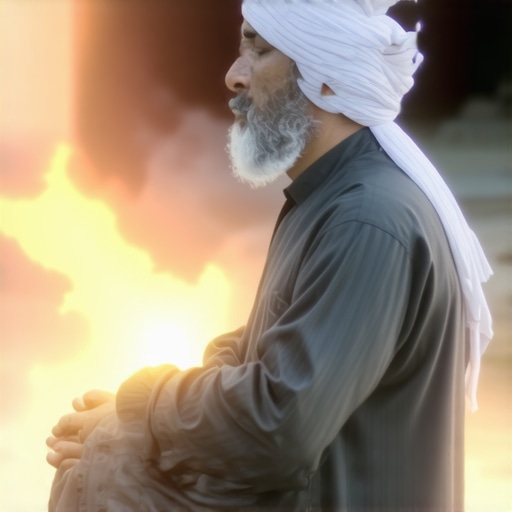 Spiritual Reflection and Divine Message A Muslim in meditation, representing spiritual connection and divine messages in Islam.