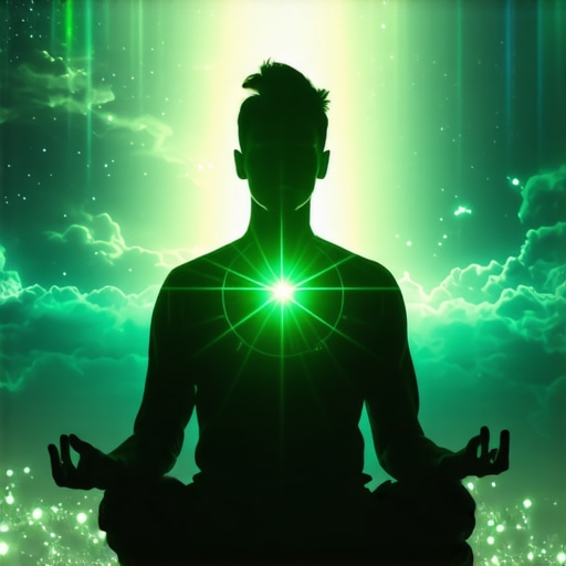 Spiritual person meditating surrounded by dream symbols and Islamic motifs