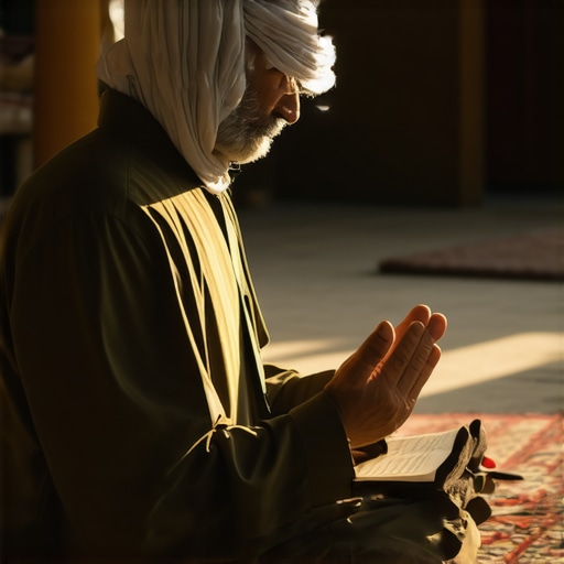 Rugăciune pentru protecție spirituală în islam Persoană în rugăciune, recitând din Coran pentru protecție spirituală