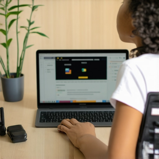 Illustration of a person writing a blog post with visual aids